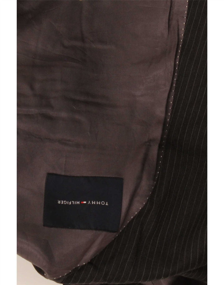 Tommy Hilfiger Mens 2 Button Blazer Jacket UK 40 Large Black Pinstripe Wool