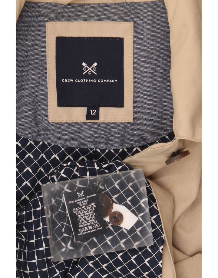 Crew Clothing Womens Overcoat UK 12 Medium Beige Cotton