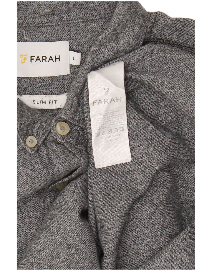 Farah Mens Slim Fit Shirt Large Grey Cotton