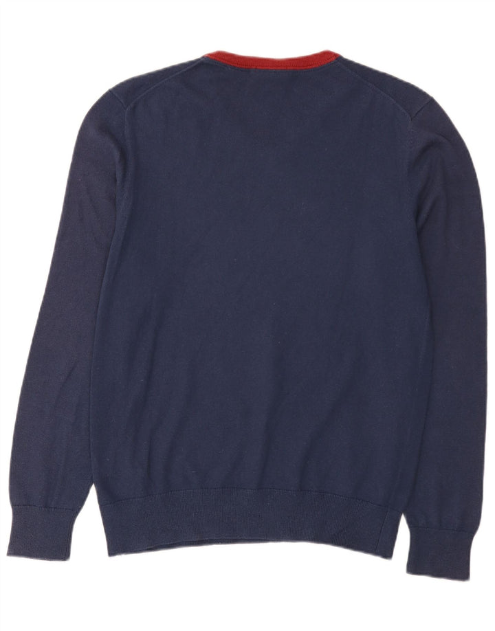 Timberland Mens V-Neck Jumper Sweater Small Navy Blue Cotton