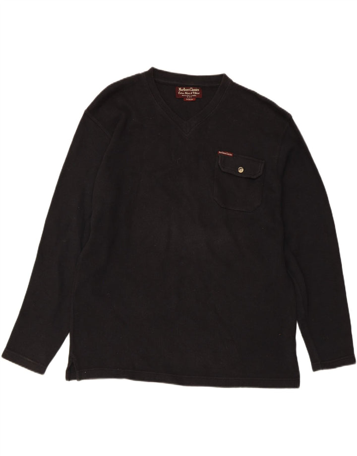 Marlboro Classics Mens Top Long Sleeve Medium Black Cotton