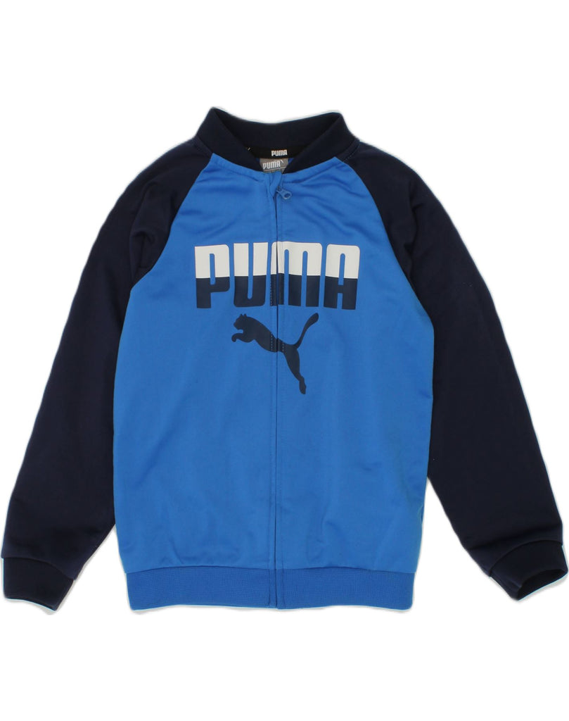 PUMA Boys Graphic Tracksuit Top Jacket 3-4 Years Blue Colourblock | Vintage Puma | Thrift | Second-Hand Puma | Used Clothing | Messina Hembry 