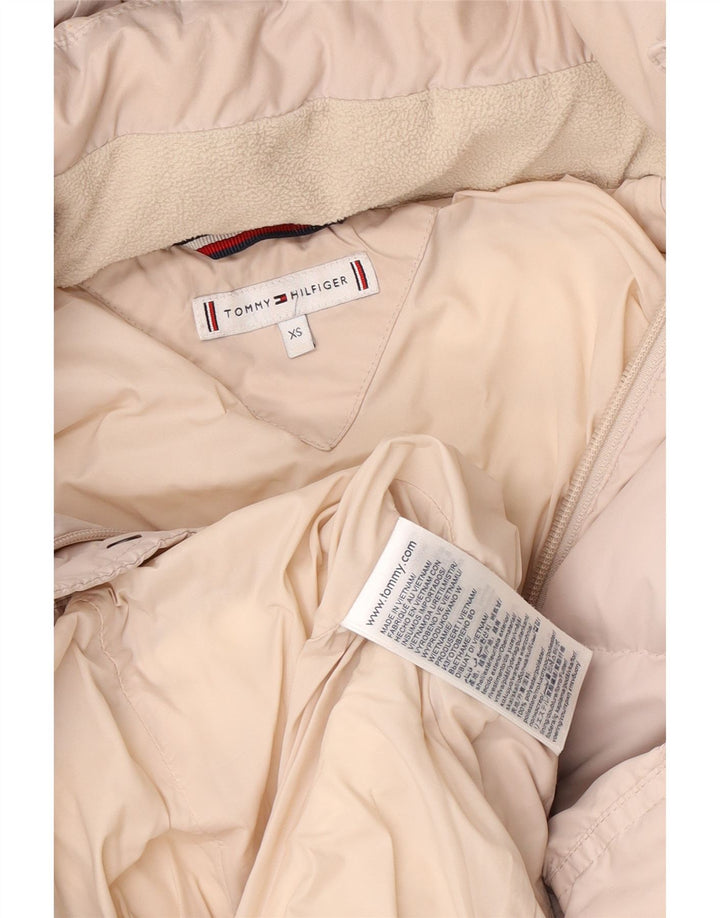Tommy Hilfiger Womens Hooded Padded Jacket UK 6 XS Pink Polyester