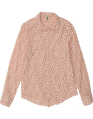 BENETTON Womens Shirt UK 6 XS Pink Spotted Cotton