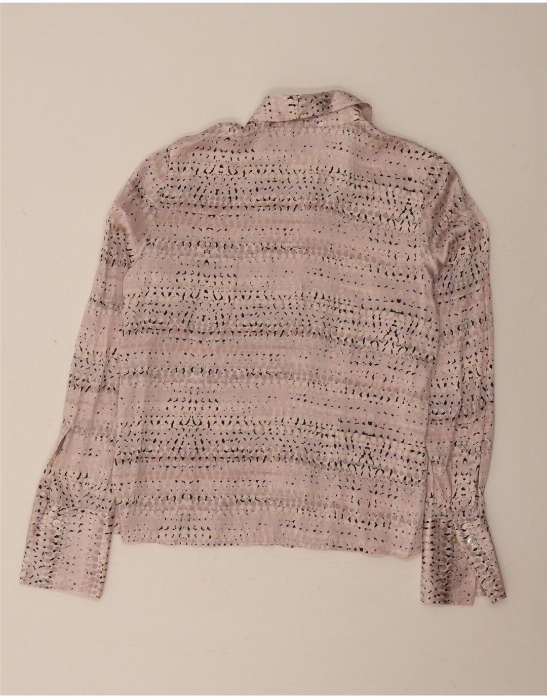 Marks & Spencer Womens Shirt Blouse UK 12 Medium Pink Spotted Silk