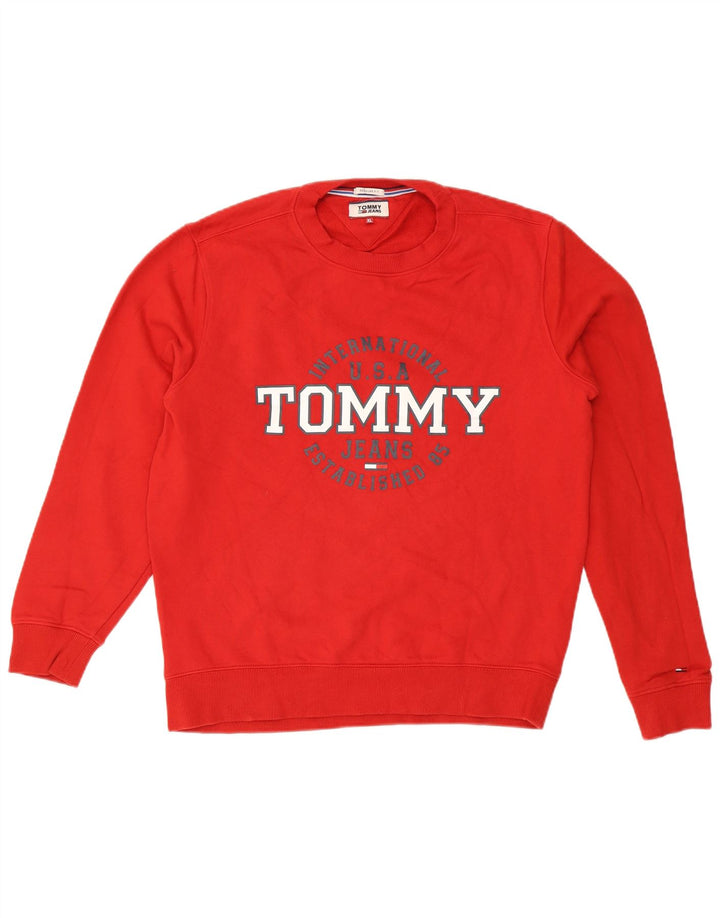 Tommy Hilfiger Mens Graphic Regular Fit Sweatshirt Jumper XL Red Cotton