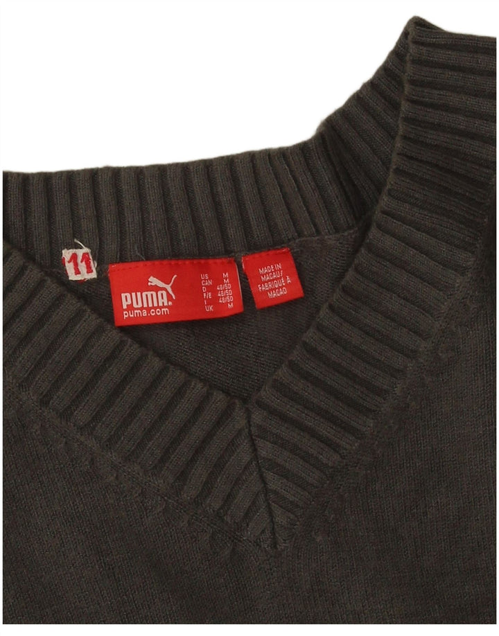 Puma Mens V-Neck Jumper Sweater Medium Grey Viscose