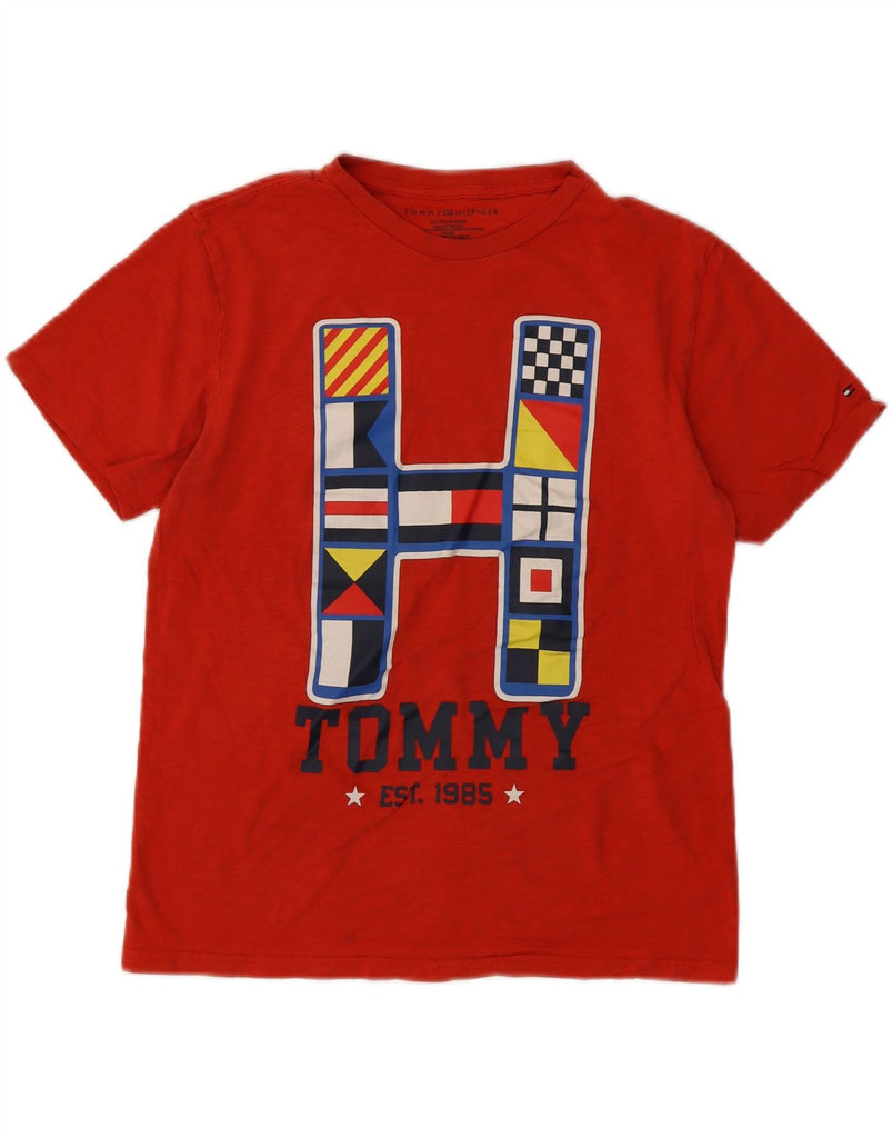 TOMMY HILFIGER Boys Graphic T-Shirt Top 15-16 Years XL  Red Cotton Vintage Tommy Hilfiger and Second-Hand Tommy Hilfiger from Messina Hembry 