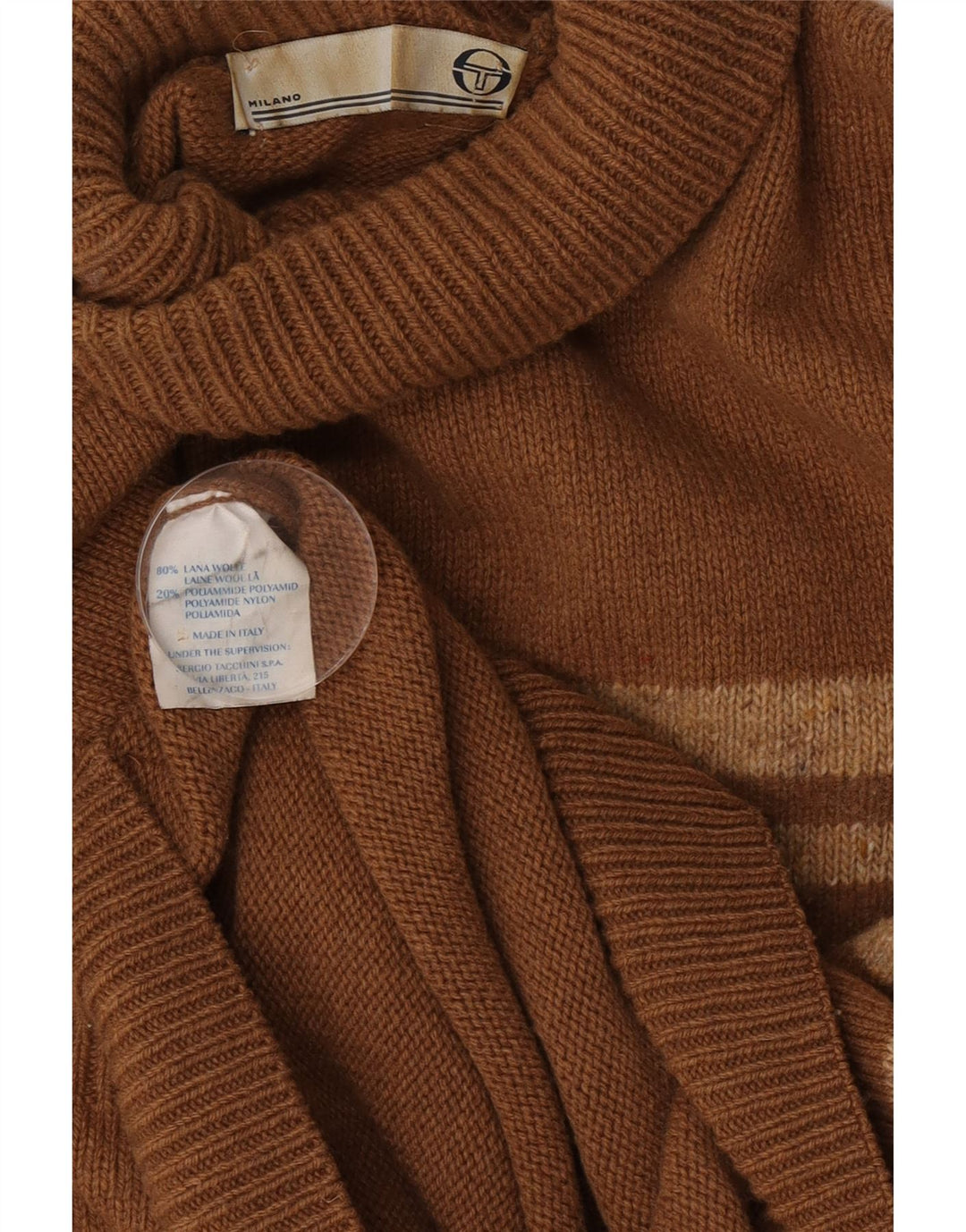 Sergio Tacchini Mens Milano Roll Neck Jumper Sweater Medium Brown