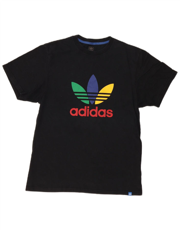 Adidas Mens Graphic T-Shirt Top Medium Black Cotton