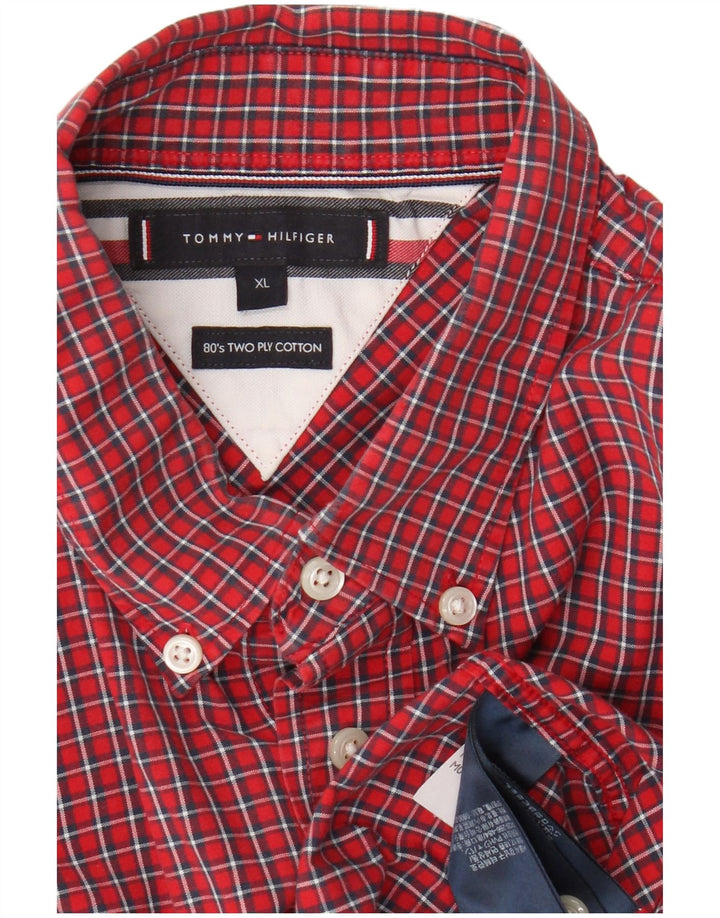 Tommy Hilfiger Mens Shirt XL Red Check Cotton