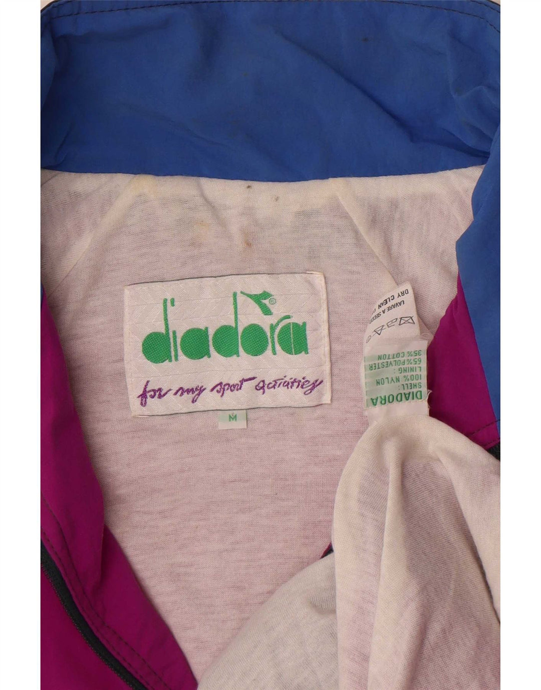 Diadora Mens Graphic Tracksuit Top Jacket Medium Pink Colourblock Nylon