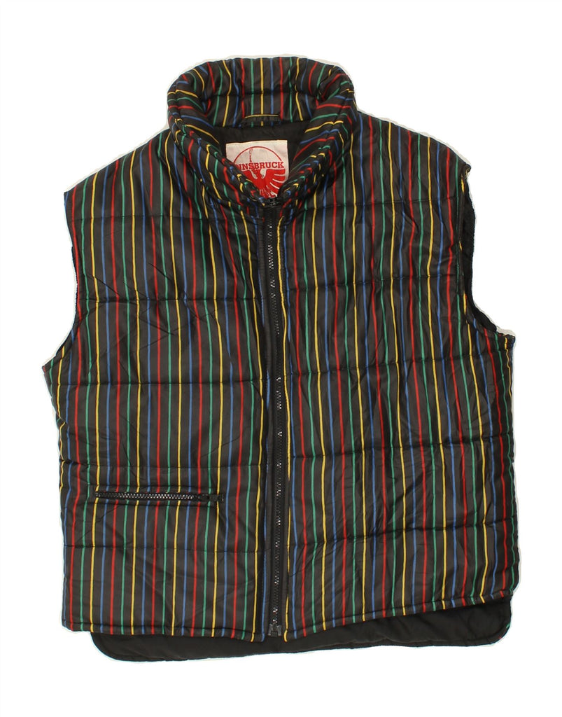 VINTAGE Mens Padded Gilet IT 46 Small Black Striped Polyamide | Vintage Vintage | Thrift | Second-Hand Vintage | Used Clothing | Messina Hembry 