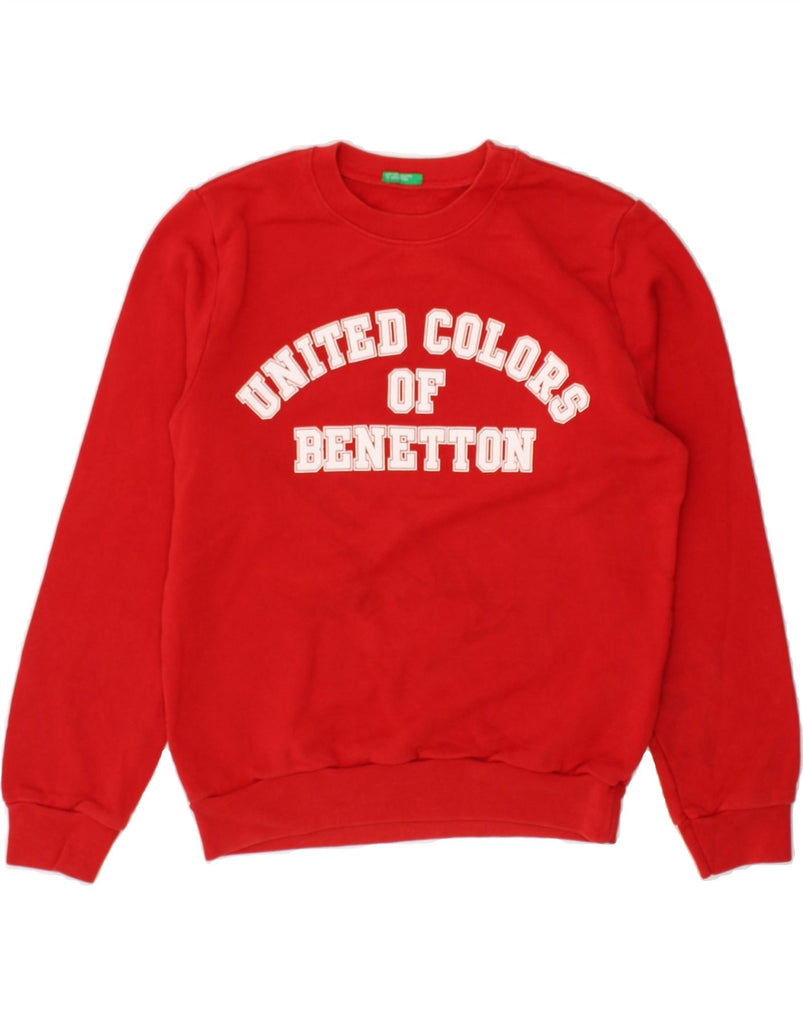 BENETTON Boys Graphic Sweatshirt Jumper 11-12 Years 2XL Red Cotton | Vintage Benetton | Thrift | Second-Hand Benetton | Used Clothing | Messina Hembry 