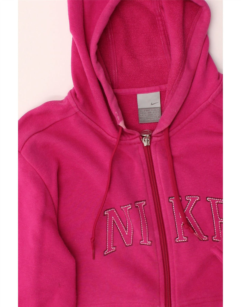 NIKE Womens Graphic Zip Hoodie Sweater UK 14/16 Large Pink Cotton Vintage Nike and Second-Hand Nike from Messina Hembry 