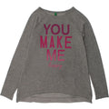 BENETTON Girls Graphic Sweatshirt Jumper 8-9 Years Large Grey Cotton | Vintage Benetton | Thrift | Second-Hand Benetton | Used Clothing | Messina Hembry 