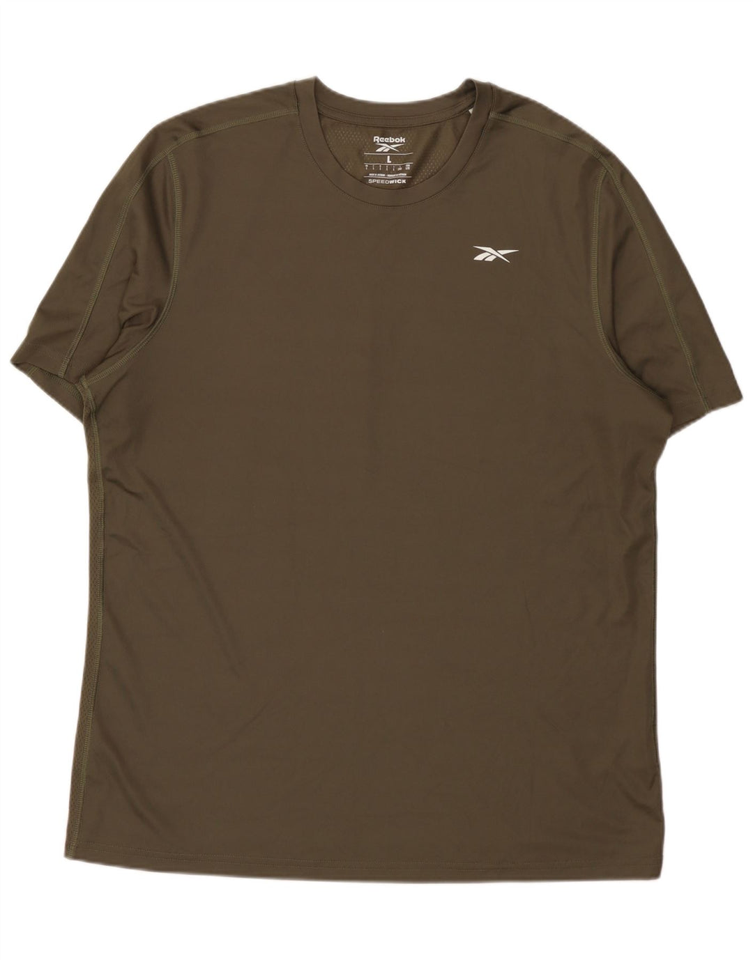 Reebok Mens T-Shirt Top Large Khaki Polyester