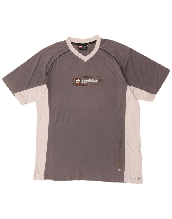 Lotto Mens Graphic T-Shirt Top UK 42/44 XL Grey Colourblock Cotton