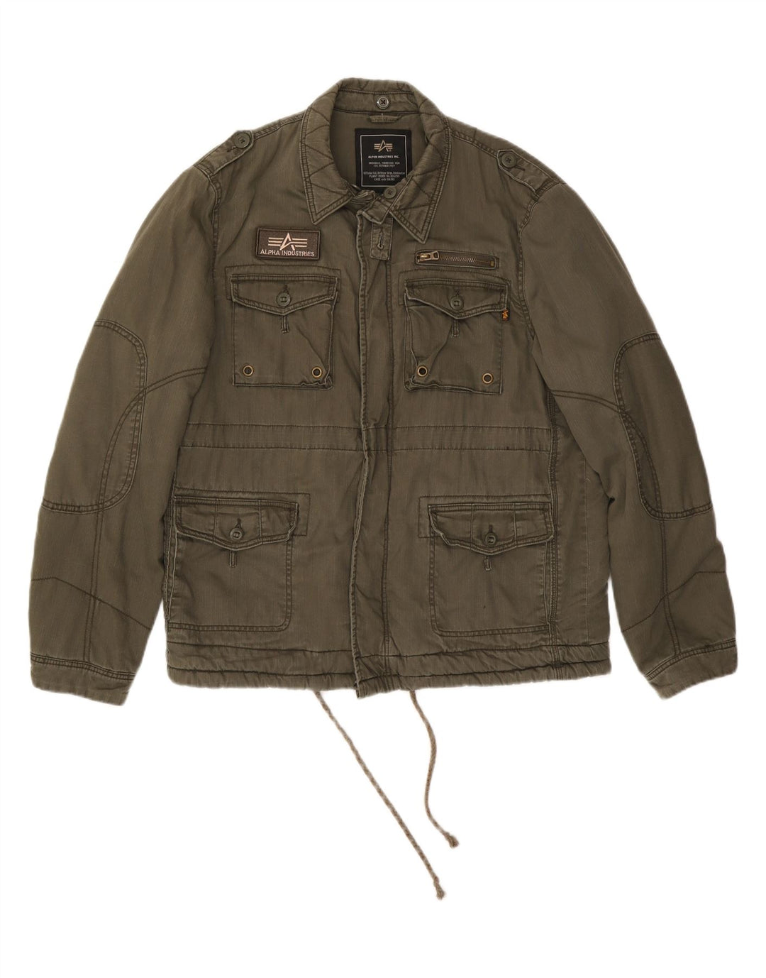 ALPHA INDUSTRIES Mens Military Jacket UK 36 Small Khaki Cotton