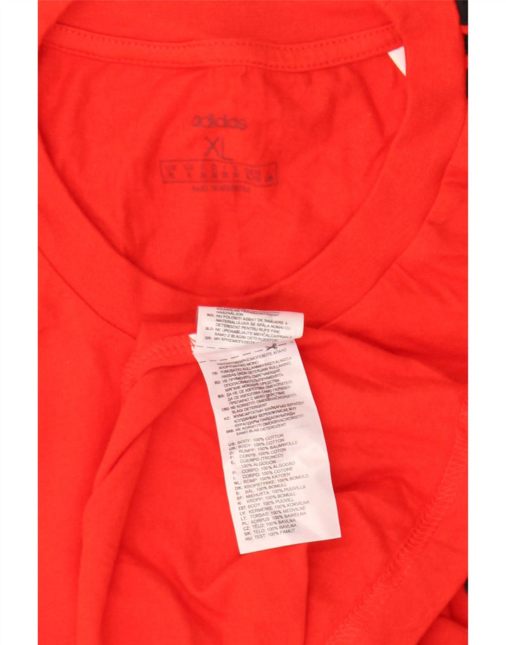 Adidas Mens T-Shirt Top XL Red Cotton