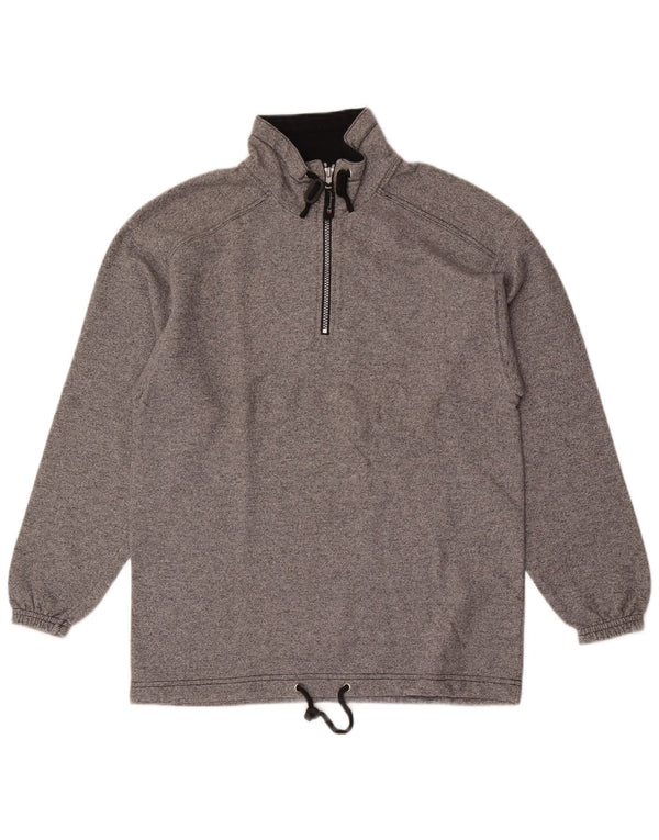 Champion Mens Zip Neck Sweatshirt Jumper XS Grey Flecked Cotton