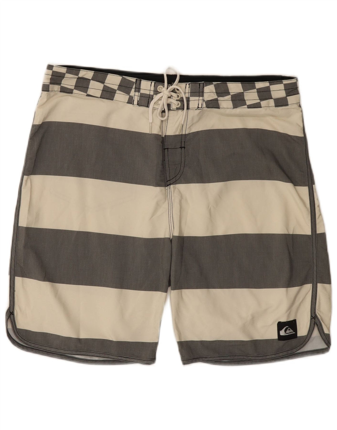 Quiksilver Mens Swimming Shorts Large  Off White Striped Polyester
