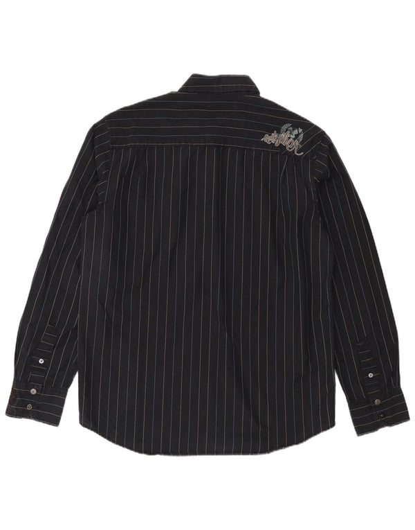 Quiksilver Mens Shirt Small Navy Blue Striped Cotton