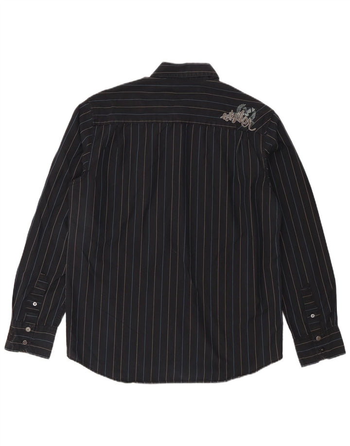 Quiksilver Mens Shirt Small Navy Blue Striped Cotton