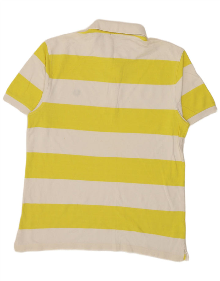 Fred Perry Mens Polo Shirt Large Yellow Striped Cotton