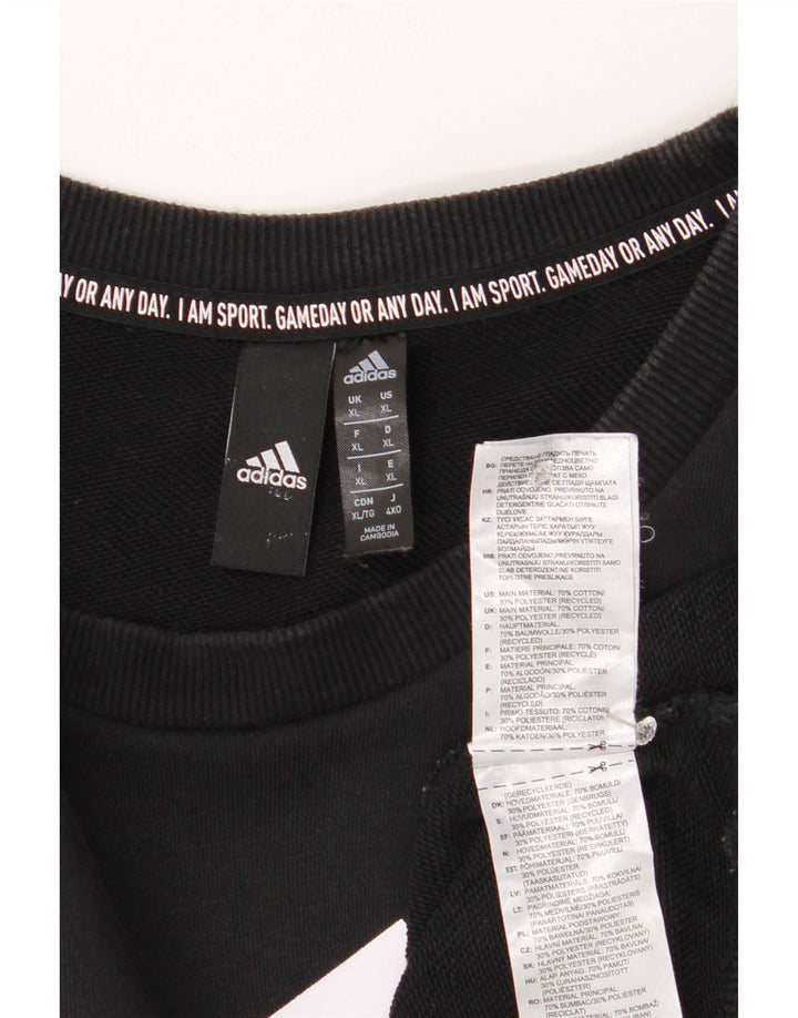 Adidas Mens Graphic Regular Fit Sweatshirt Jumper XL Black Cotton