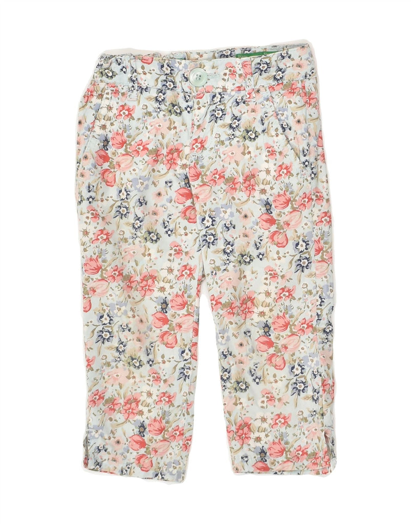 BENETTON Girls Straight Chino Trousers 4-5 Years XS W20 L12 Grey Floral | Vintage Benetton | Thrift | Second-Hand Benetton | Used Clothing | Messina Hembry 