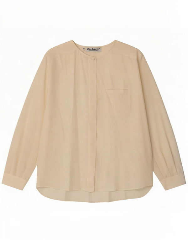 Vintage Womens Oversized Shirt Blouse IT 50 XL Beige Silk