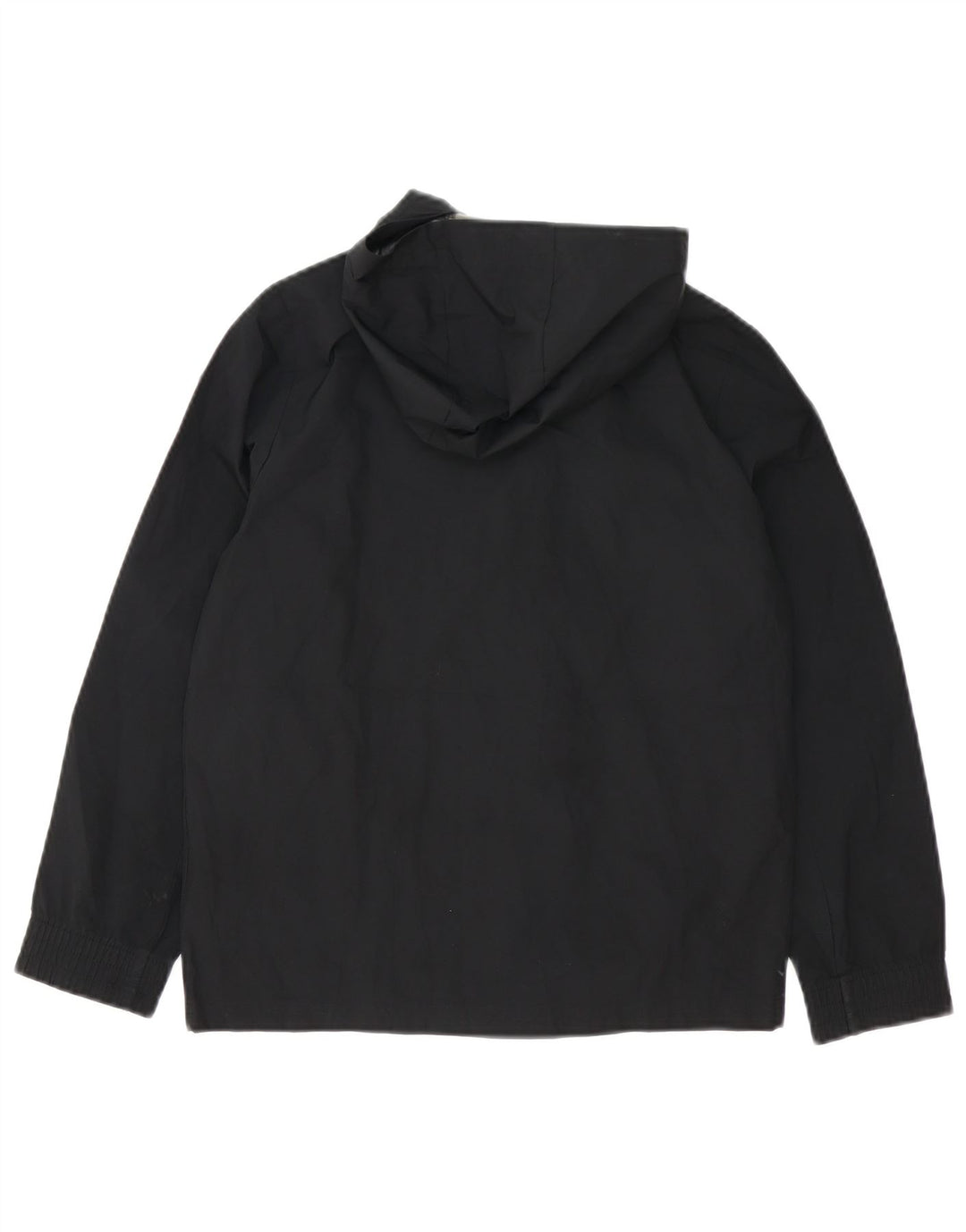 ADIDAS Boys Hooded Rain Jacket 9-10 Years Black Polyester