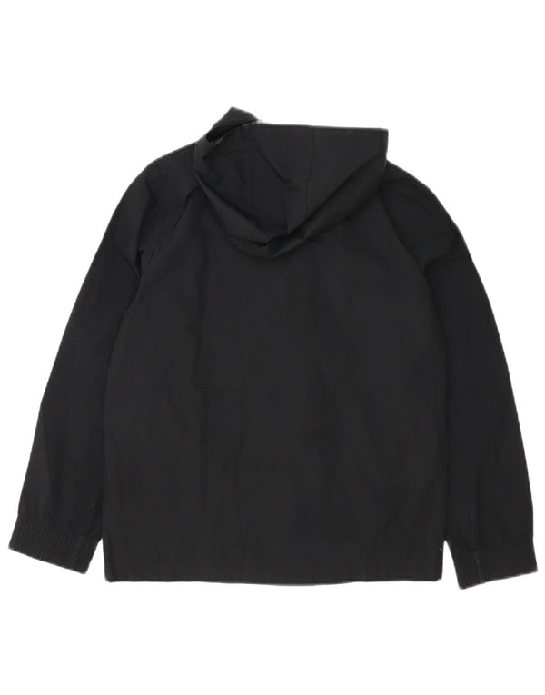 ADIDAS Boys Hooded Rain Jacket 9-10 Years Black Polyester