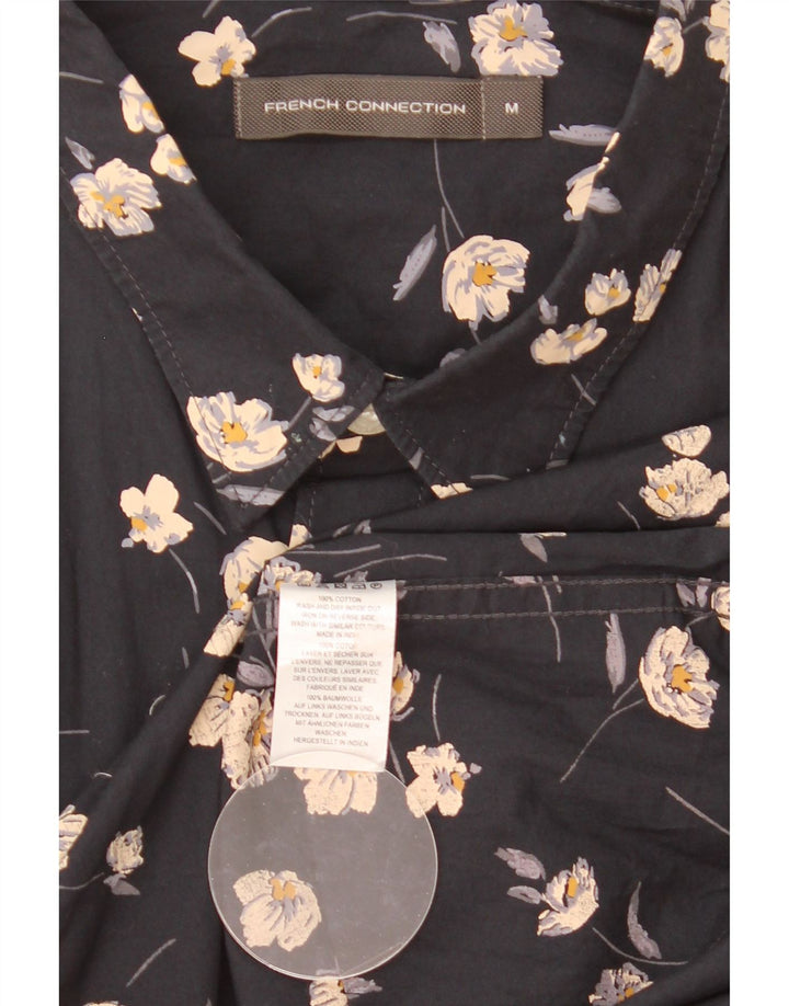 French Connection Mens Shirt Medium Navy Blue Floral Cotton