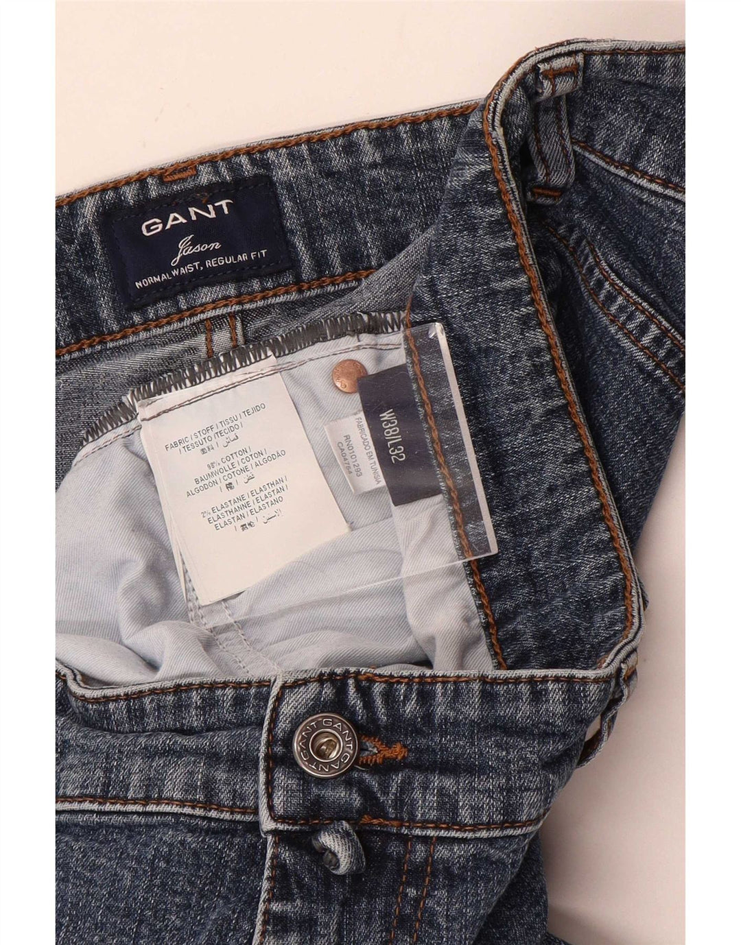 Gant Mens Jason Regular Fit Straight Jeans W38 L32 Blue Cotton