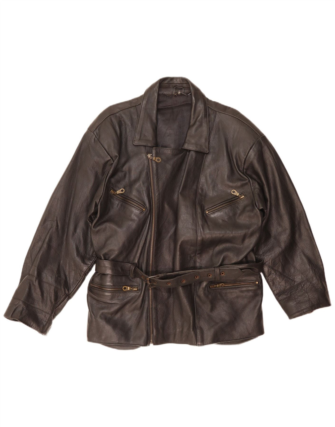 Vintage Mens Biker Leather Jacket UK 38 Medium Black Leather