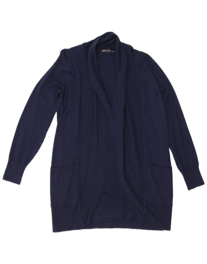 Marks & Spencer Womens Open Cardigan Sweater UK 10 Small Navy Blue Viscose