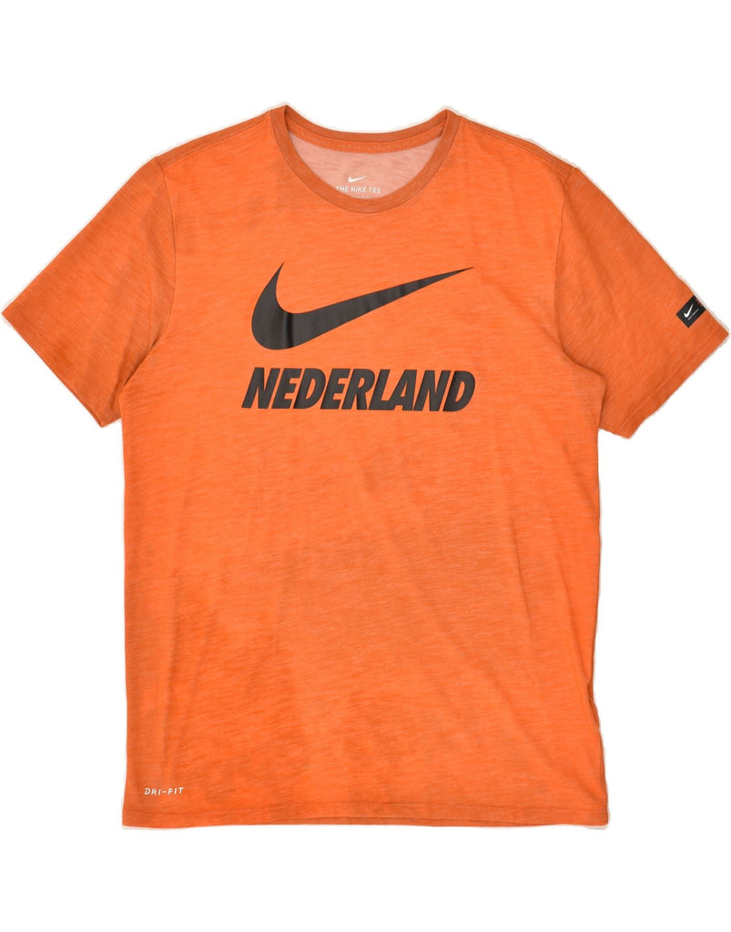 NIKE Mens Dri Fit Graphic T-Shirt Top Medium Orange Cotton | Vintage Nike | Thrift | Second-Hand Nike | Used Clothing | Messina Hembry 