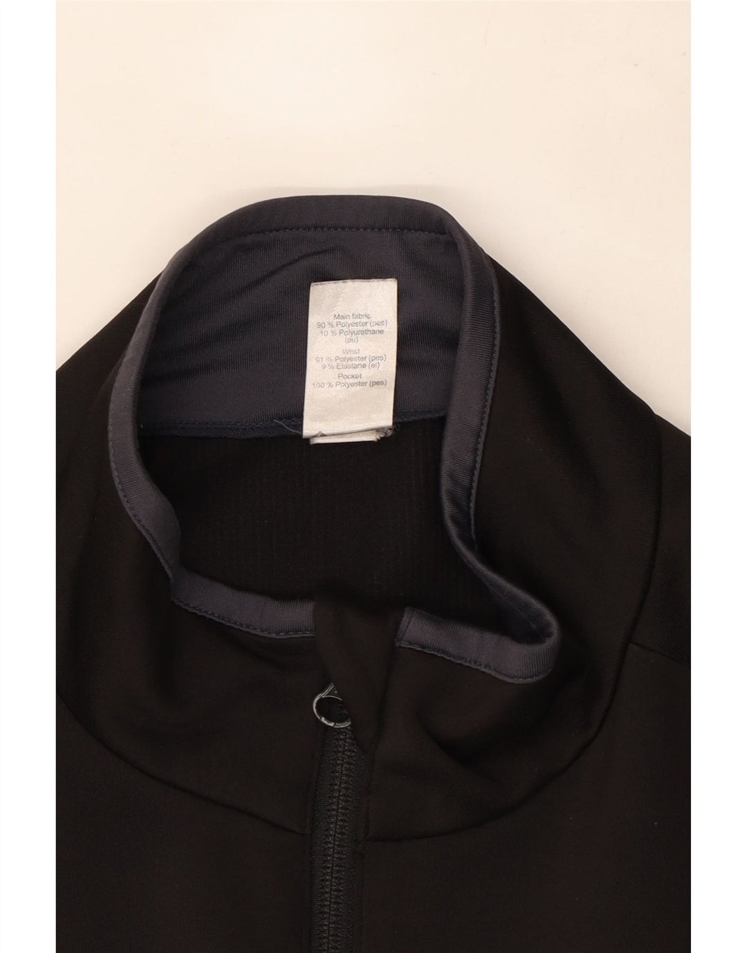 Vintage Mens Tracksuit Top Jacket Large Black Polyester