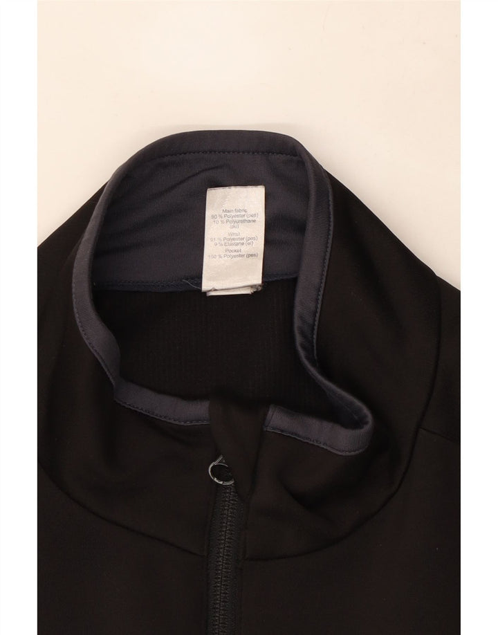 Vintage Mens Tracksuit Top Jacket Large Black Polyester