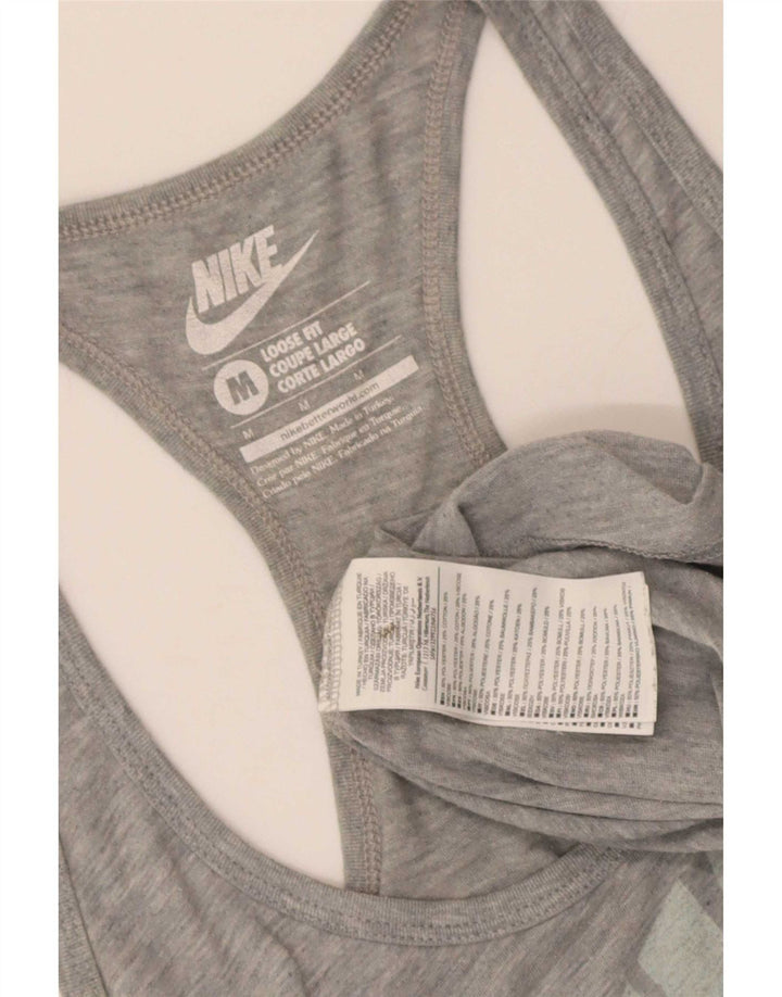Nike Womens Loose Fit Graphic Vest Top UK 12 Medium Grey Polyester