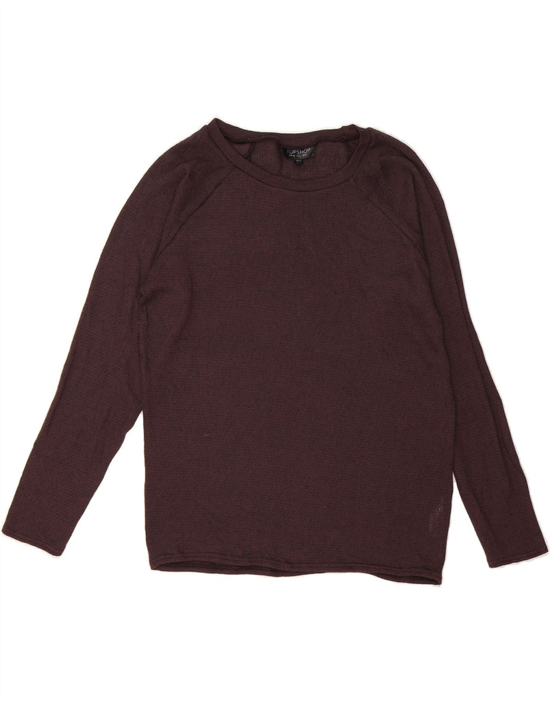TOPSHOP Womens Oversized Boat Neck Jumper Sweater UK 8 Small Burgundy Vintage Topshop and Second-Hand Topshop from Messina Hembry 