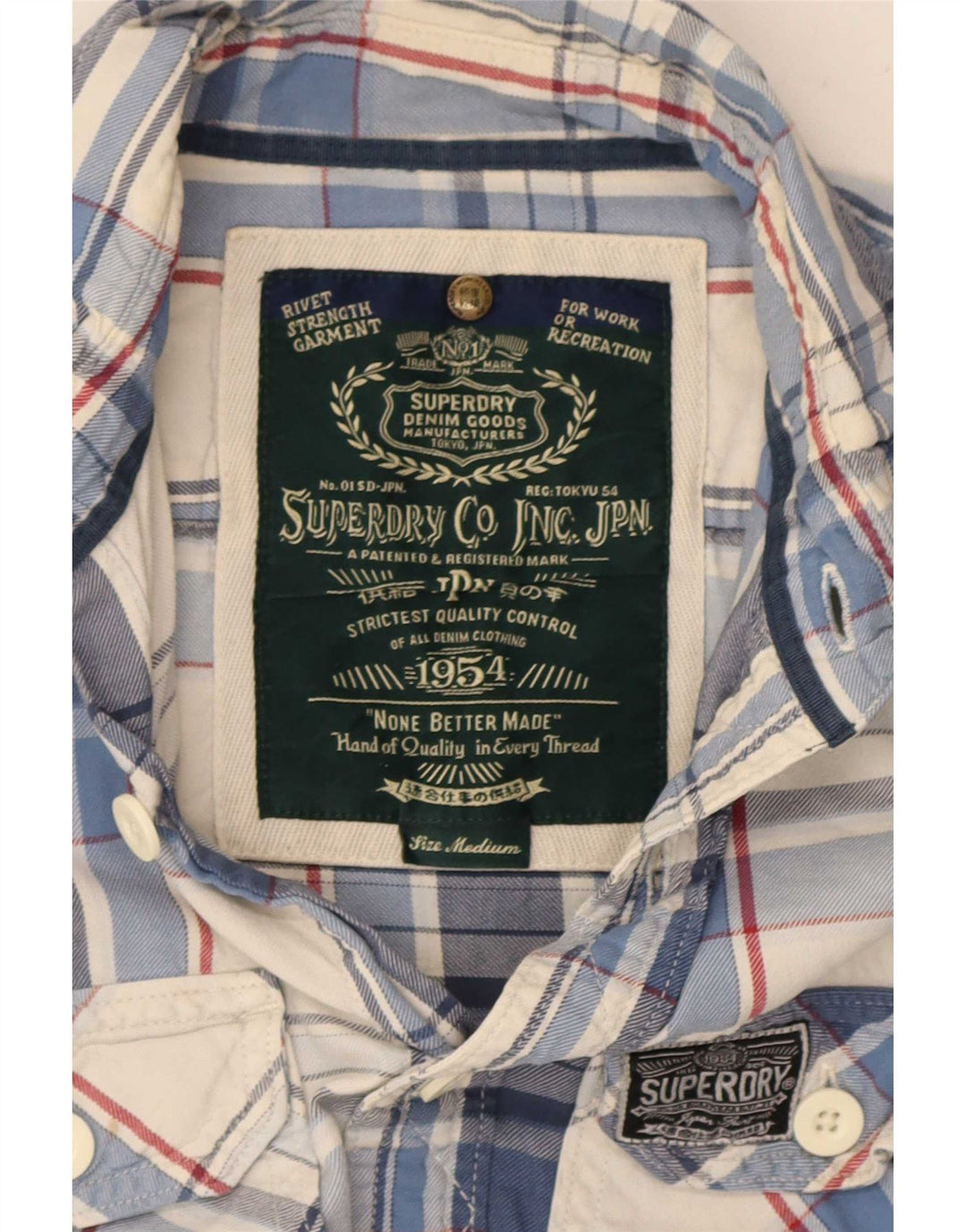 Superdry Mens Flannel Shirt Medium Blue Check