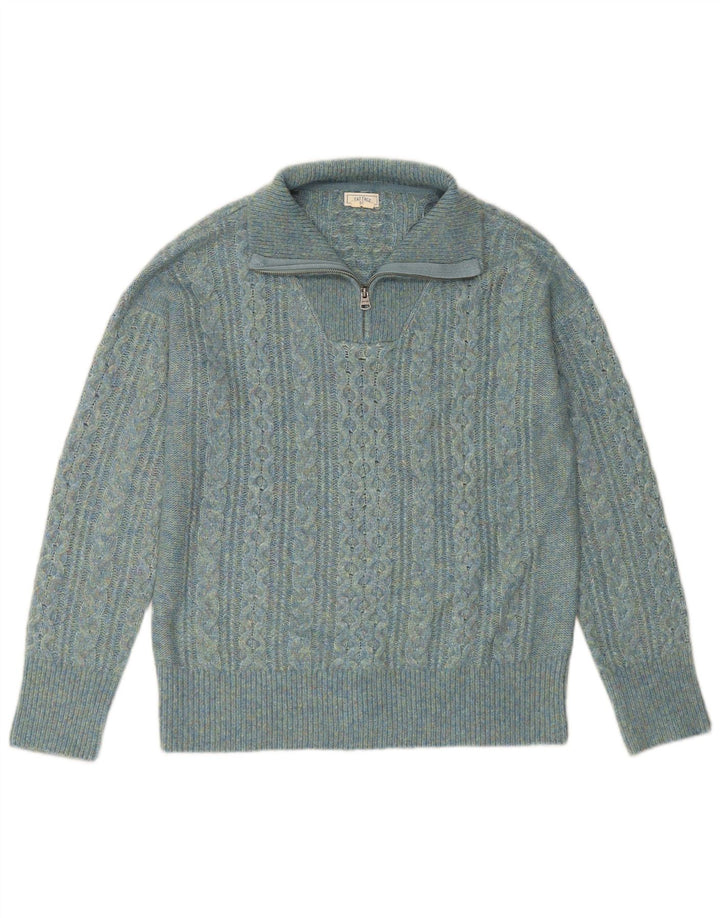 FAT FACE Womens Zip Neck Jumper Sweater UK 14 Large  Turquoise Nylon