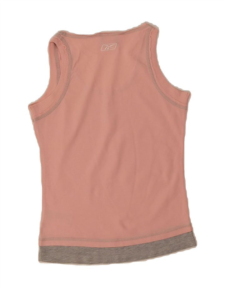 REEBOK Womens Vest Top UK 12 Medium Pink Colourblock Cotton Vintage Reebok and Second-Hand Reebok from Messina Hembry 