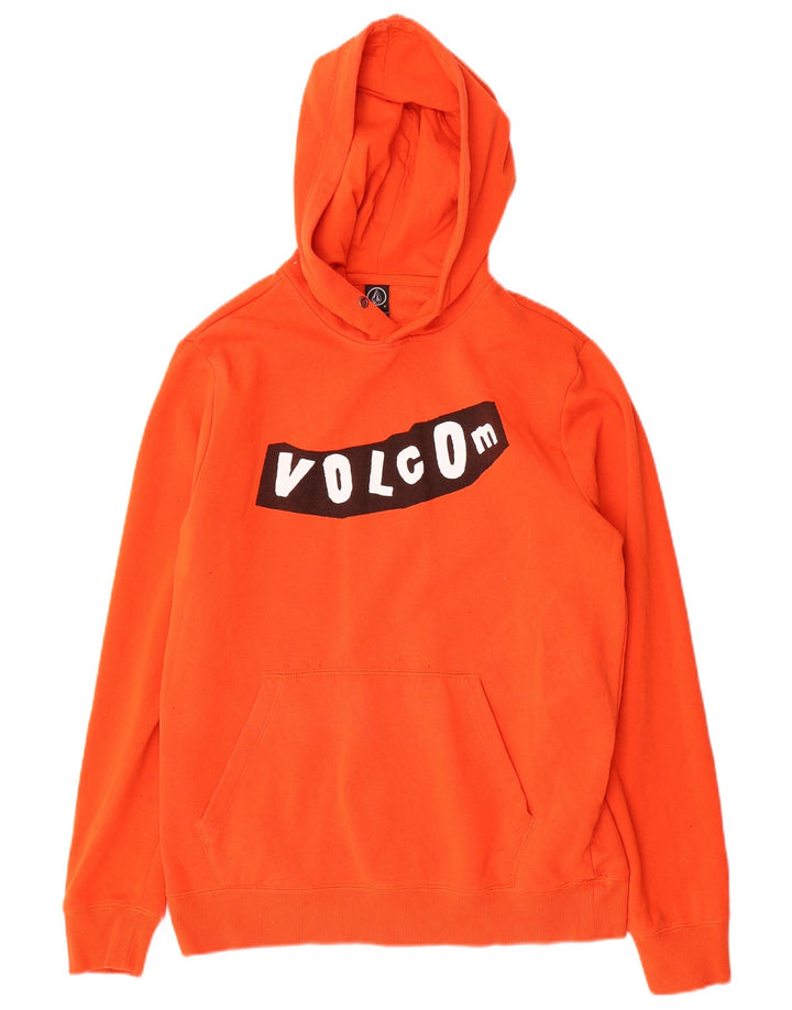 VOLCOM Mens Graphic Hoodie Jumper Small Orange Cotton