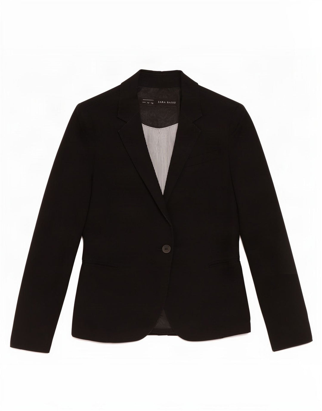 Zara Womens 1 Button Blazer Jacket UK 14 Large Black