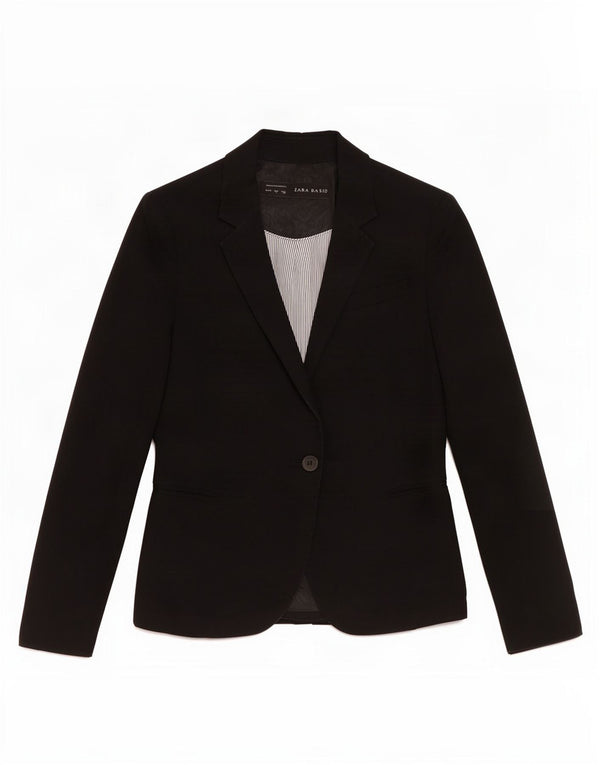 Zara Womens 1 Button Blazer Jacket UK 14 Large Black