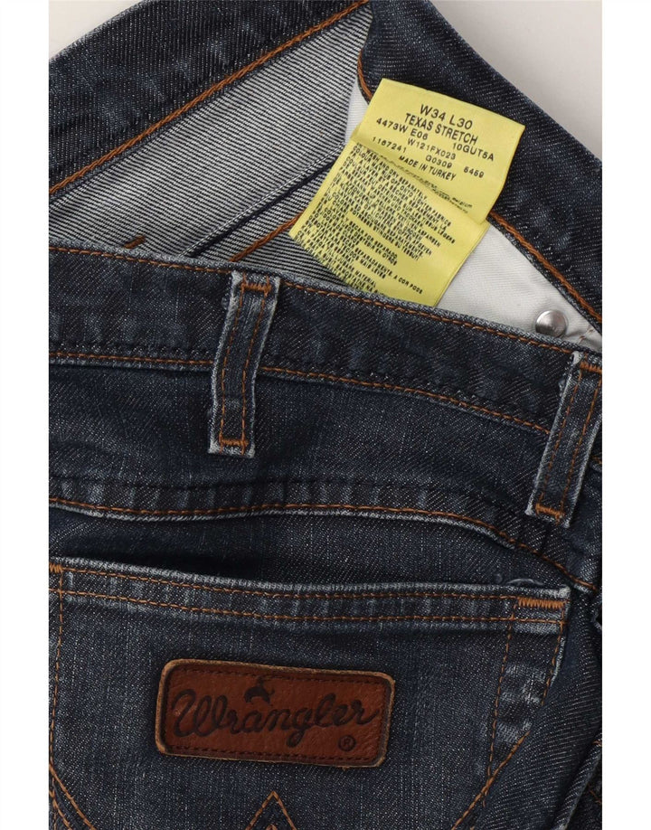 Wrangler Mens Texas Stretch Straight Jeans W34 L30 Blue Cotton